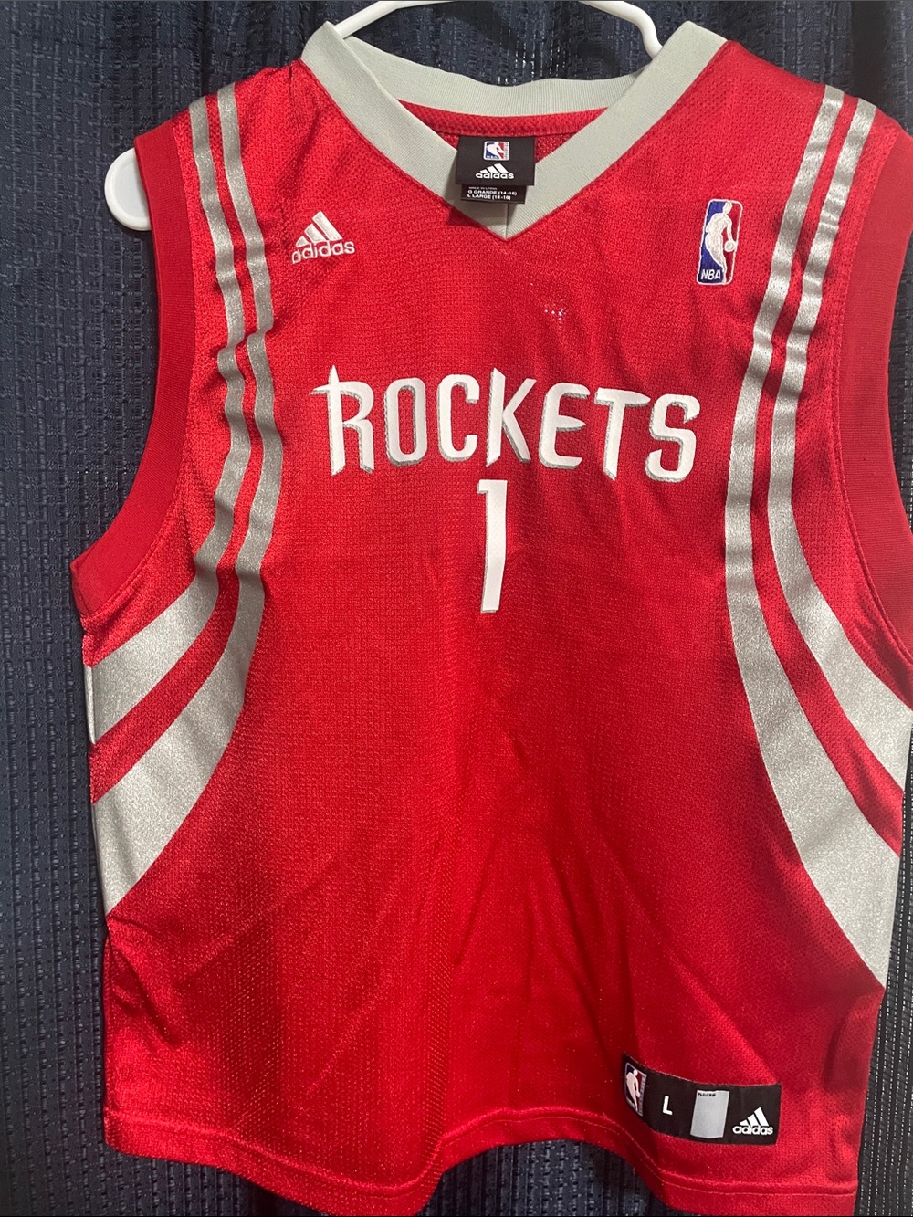 adidas Red Rockets #1 NBA Replica Jersey with Silver Accents